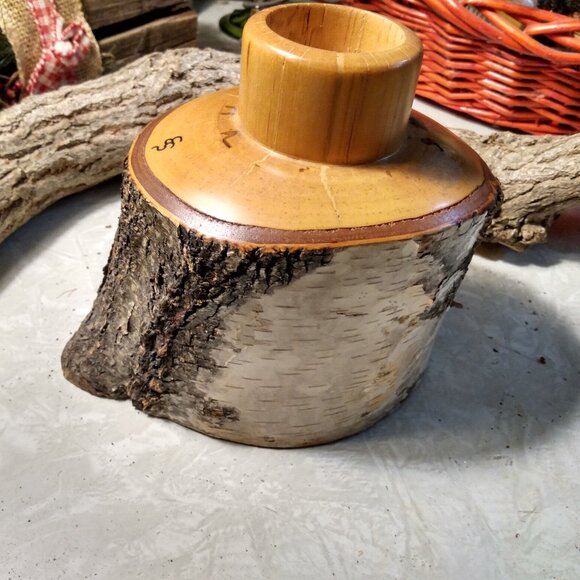 Hand Turned Birch Wood Candle Holder ...No Hurricane /Chimney - Picture 3 of 10